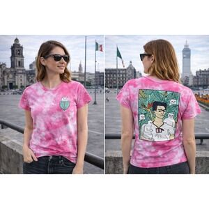 Ripndip Tie Dye Frida Kahlo Cat Graphic T Shirt Pink XS